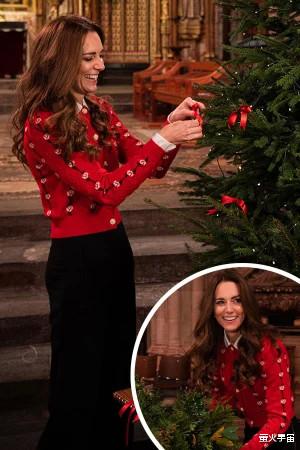 肖战|凯特穿红毛衣过节，笑容可亲，王室圣诞味道与梅根很不同