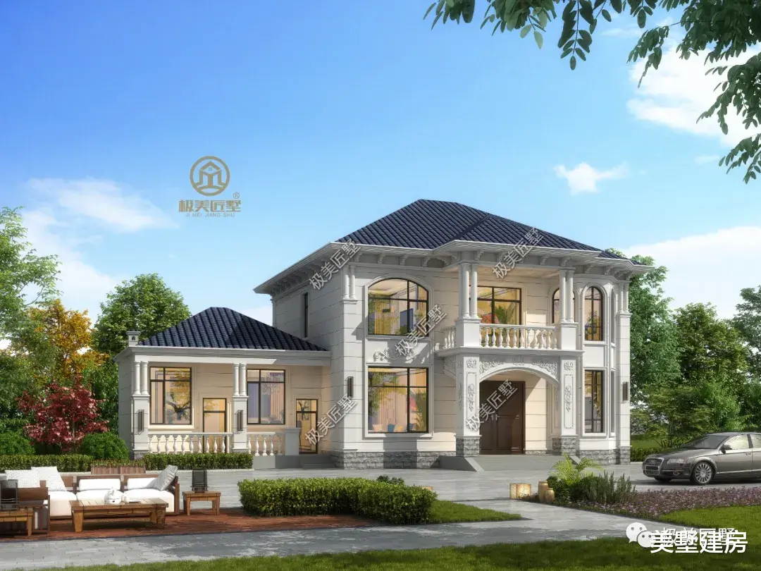 |简欧风格占地167平的二层简欧别墅,厨房设在偏房!