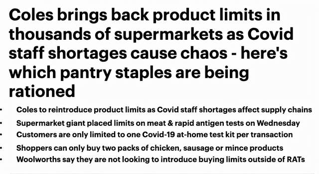 |澳大利亚超市供应链中断,数千家超市重新实施产品限制