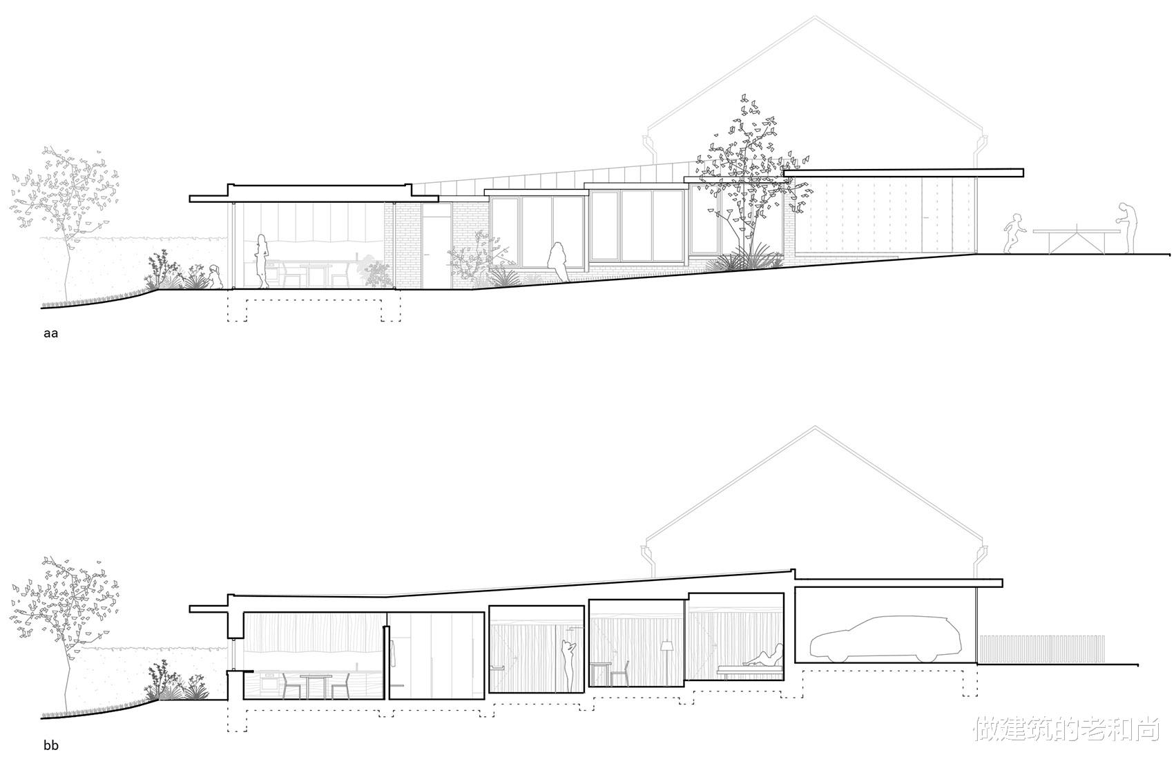 做建筑的老和尚 拆除两层联排住宅后，新建单层花园式住宅，生活空间生机勃勃