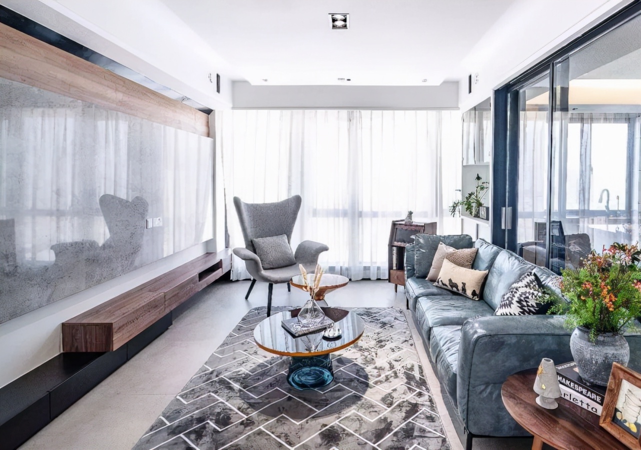 110平现代风二居室，开放式的厨房及书房时尚前卫！