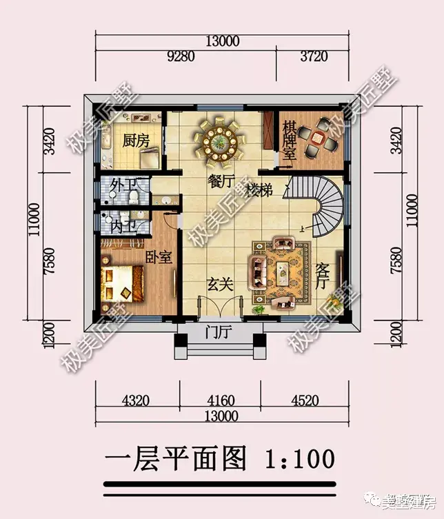 13×11米，三层欧式风格别墅，漂亮大气，奢华有格调！