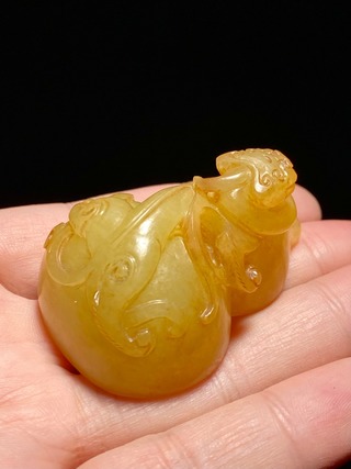 葫芦|清中期 和田玉籽料 黄玉 螭龙钮 葫芦形印 玉印