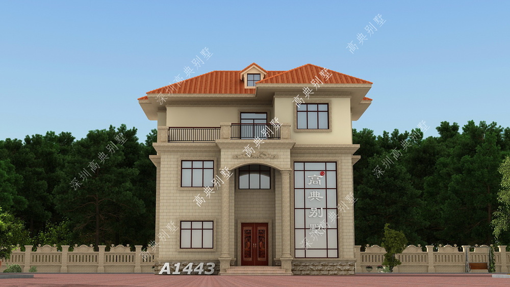 |搭配橘色坡屋顶,非常温馨亮眼,色彩拼接过度自然