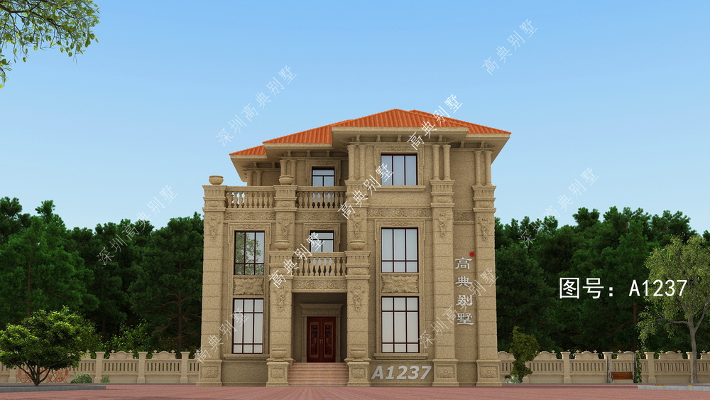 这款欧式别墅，复式客厅设计，带堂房，在农村别墅中相当抢眼。