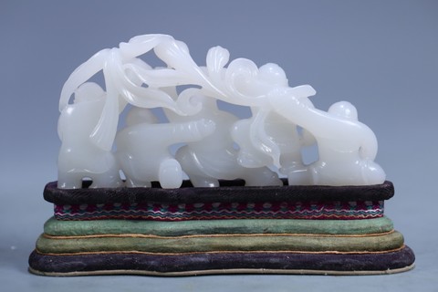 |旧藏 和田玉五子登科摆件