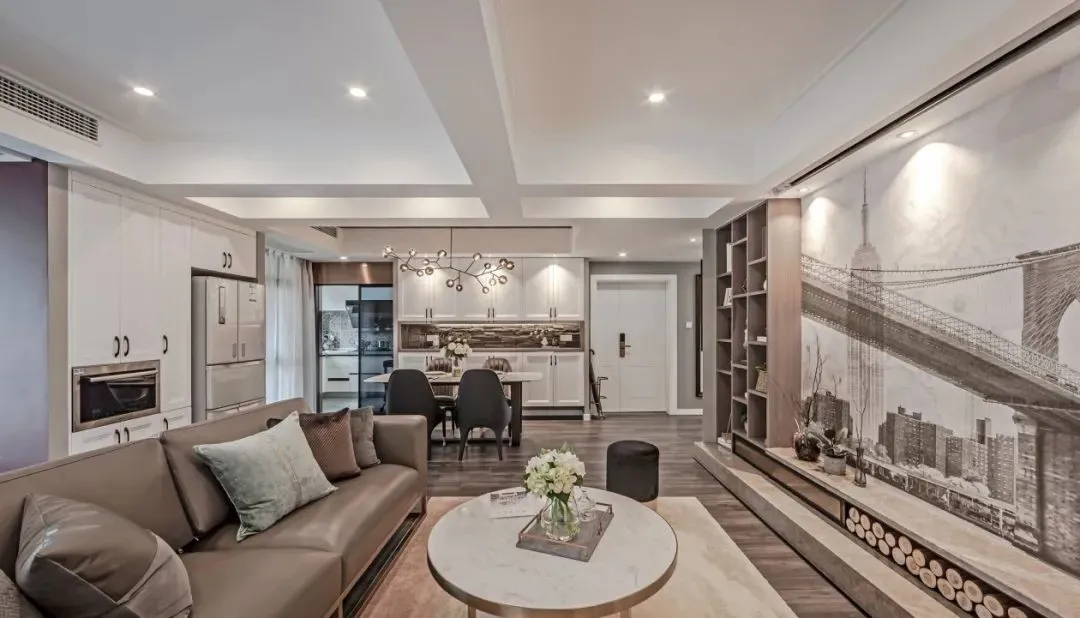 设计fan|141㎡美式轻奢风格新房装修，壁画背景墙优雅大气！