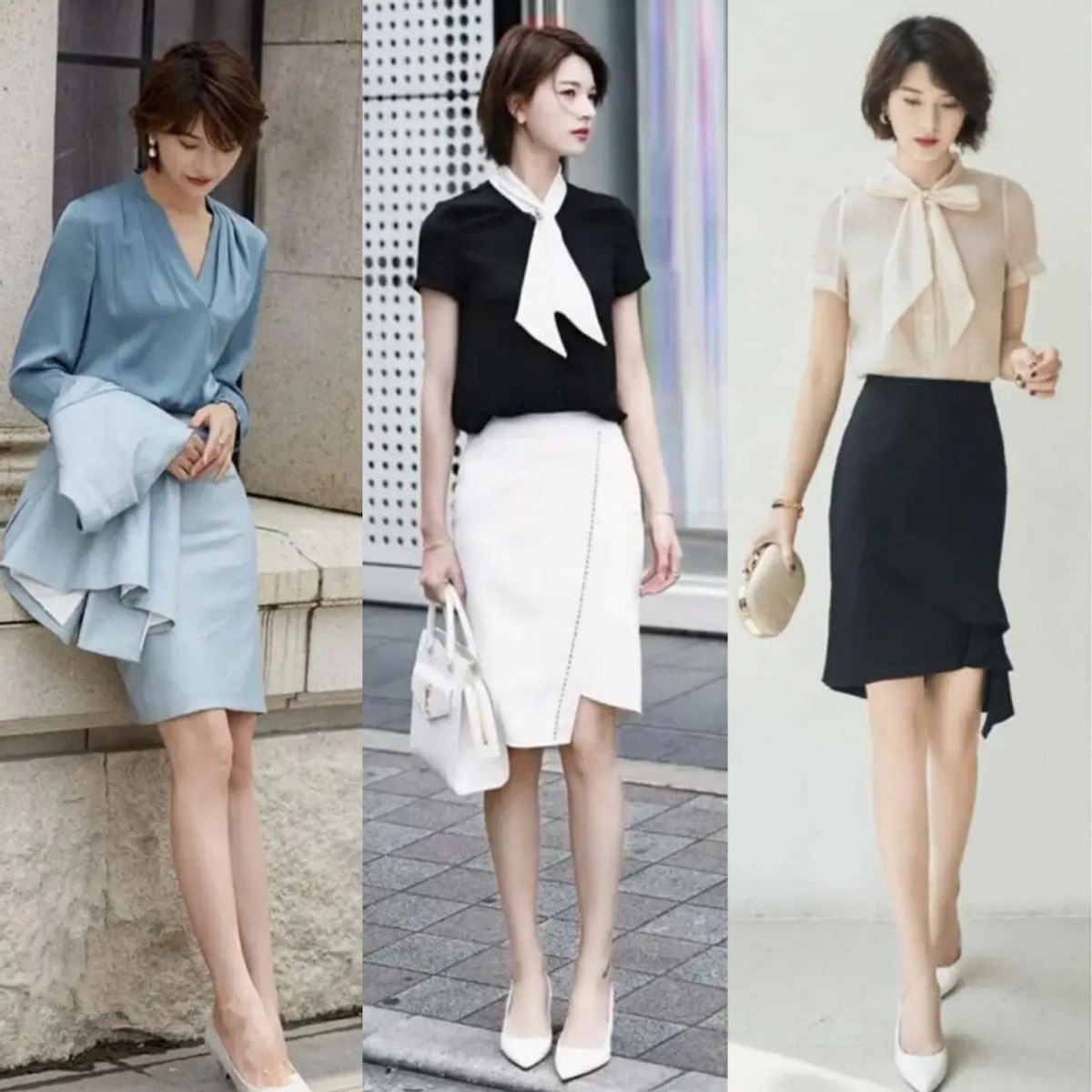 |这才是职场女人该有的打扮,“衬衫+半裙”,轻松告别呆板路人感