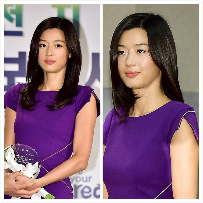 BiuVogue|韩国明星审美也一般，全智贤的粉色腮红太显黑，配紫裙子更奇怪