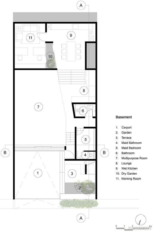 客厅|集办公与居住于一体的住宅：内部空间层次丰富，光影变化多样
