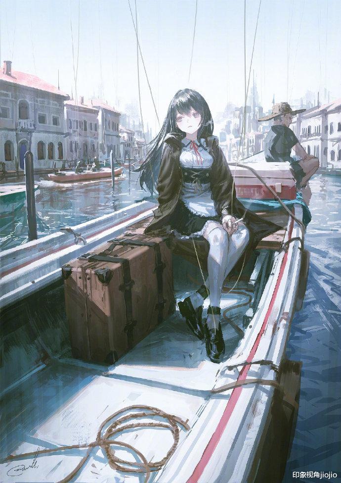 |故事感爆棚的动漫人物插画，画面很通透，氛围极佳