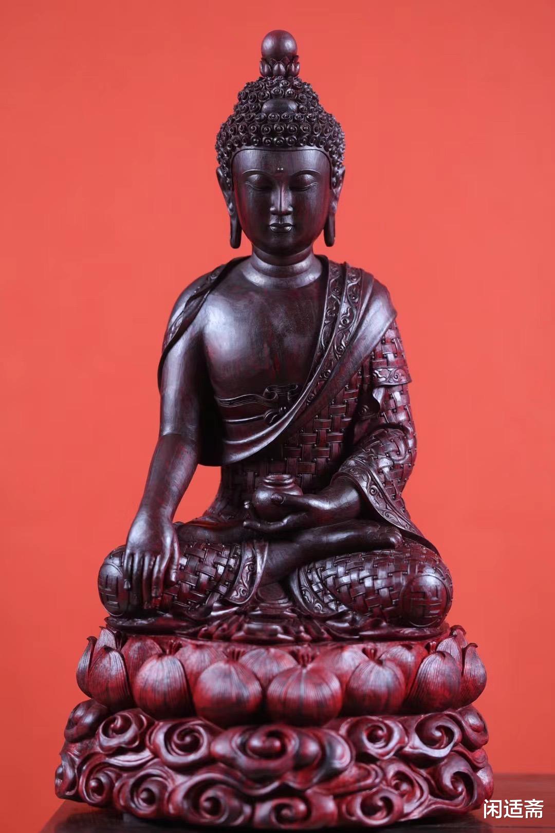 雕刻|紫檀木，名家清刀雕刻作品，药师佛造像
