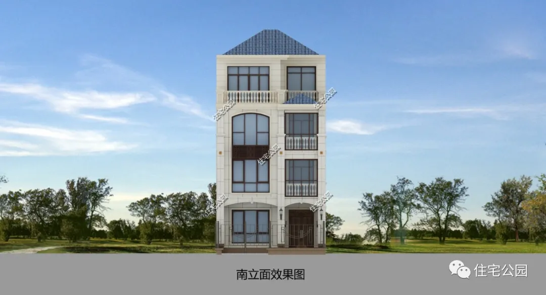 |东西无窗+舒适套房+顶层露台,7×15米小面宽四层别墅