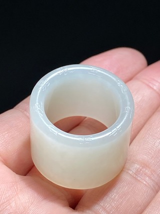 |清嘉庆 和田玉籽料 脂白玉 行有恒堂 扳指 把件