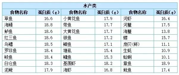腸胃|常見的食物蛋白質含量表