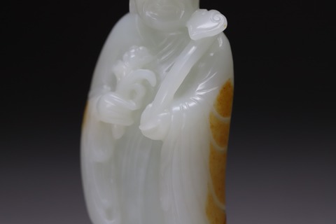 和田玉籽料|舊藏和田玉籽料“枣黄皮 如意轮尊者”.