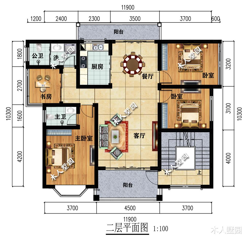 别墅|11.9×10.3米三层别墅,一栋3户,每层布局都一样