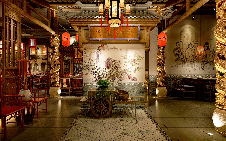 中式餐厅设计：雕龙画凤和田园风光，你选哪一家？