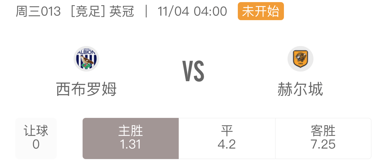 西布羅姆維奇|周三精選分析：（比分 勝平負(fù) 掃盤個人觀點）早場拿捏