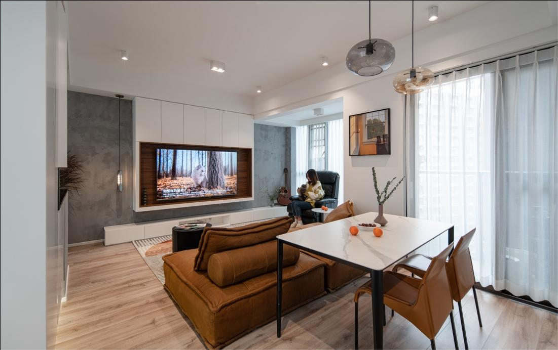 118㎡混搭两居,大胆的水泥墙设计,打造舒适感满分的家居!