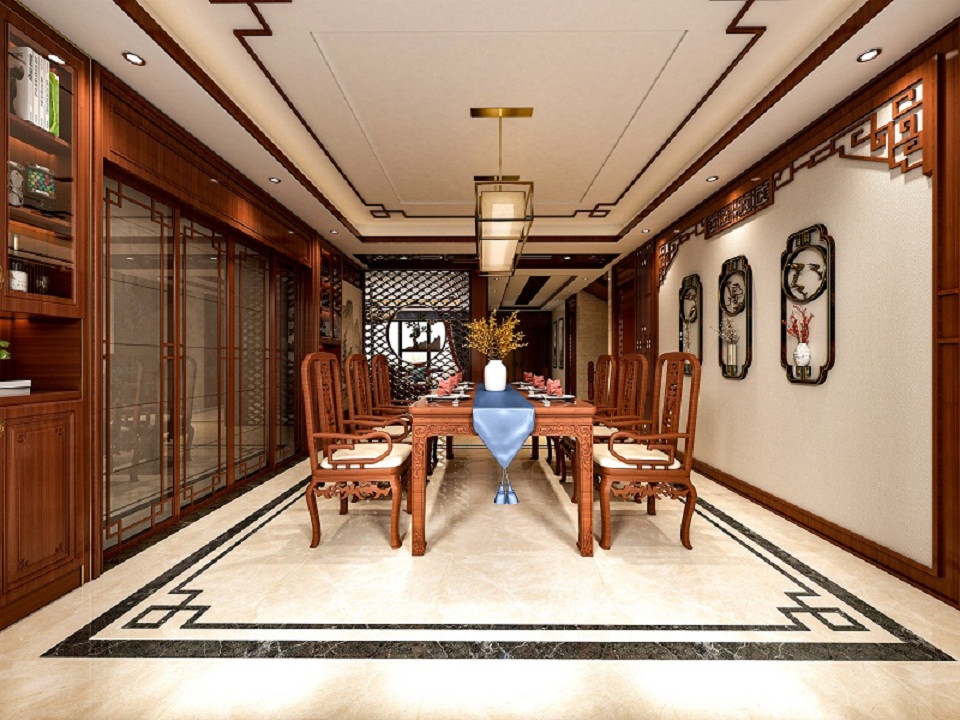 中式装修设计：疏密有致的鱼鳞瓦片都在表达着祝愿。