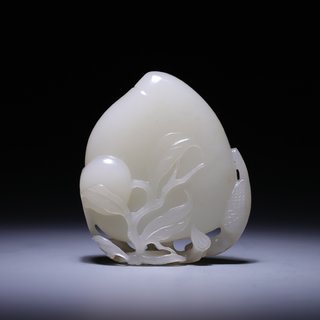 |和田玉喜鹊寿桃摆件