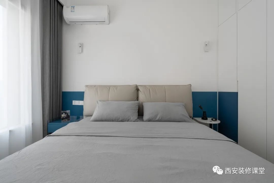 95㎡三室一卫,蓝色现代独居宅