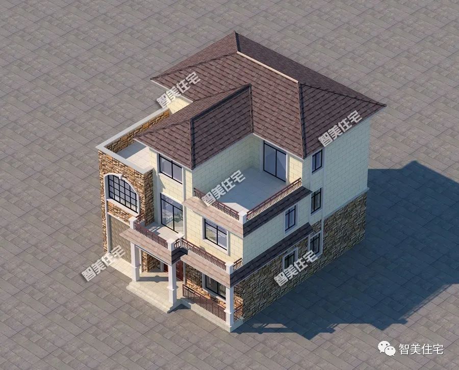 带车库和堂屋设计，还有双露台，盖一栋这样的简欧别墅真不赖