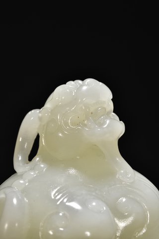 元青花|和田玉瑞兽摆件