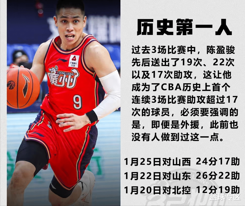 陈盈骏|CBA历史第一人！连续3场送出17+助攻，他比郭艾伦更有希望拿MVP
