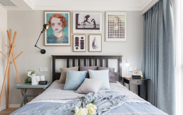 97平北欧风三居室,客厅整面落地窗将光线引入室内,大气通透