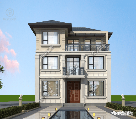 小占地的简欧风格别墅，90方六卧六卫户型，麻雀虽小五脏俱全！