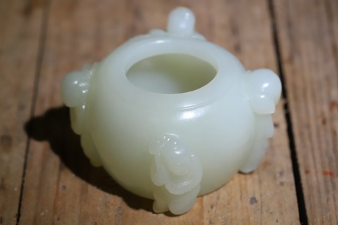 和田玉籽料|舊藏和田玉籽料“四囍童子 水盂”.