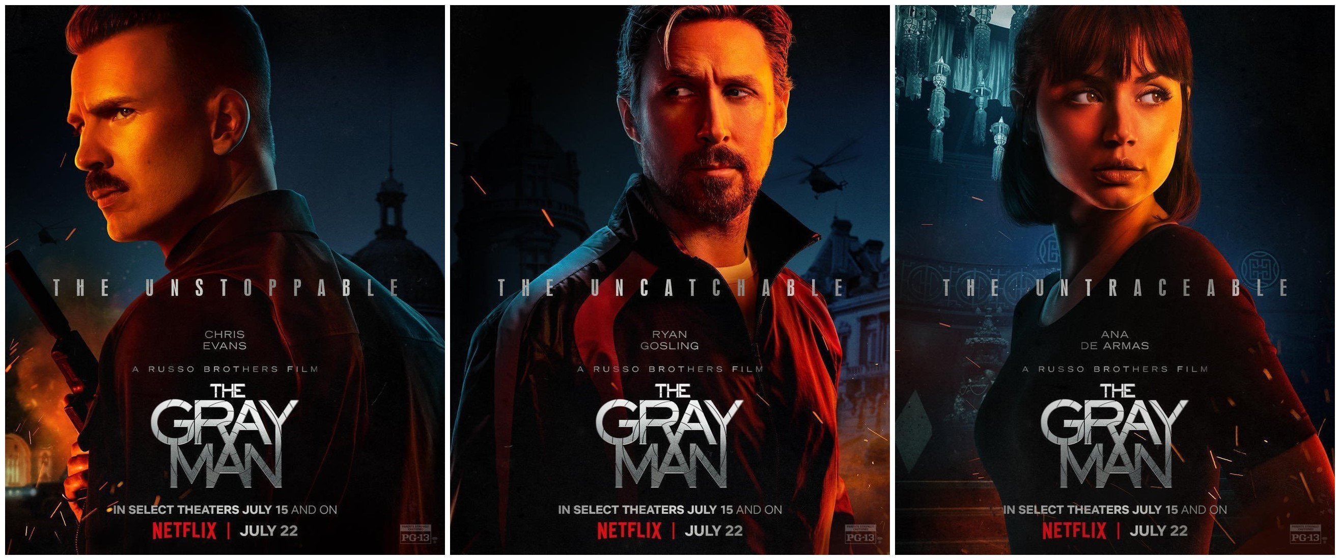 灰影人|Netflix出品最贵的大片《灰影人》曝光三大角色海报 7月22日开播