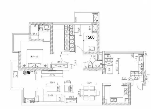 85m2 原木风二居室,玄关柜分割洗衣房和玄关