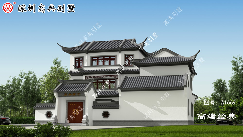 坡屋顶排水方便，主体高度不同，变化丰富