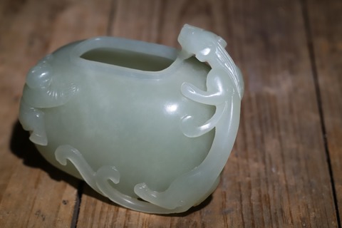 和田玉籽料|舊藏和田玉籽料“螭龙水盂”