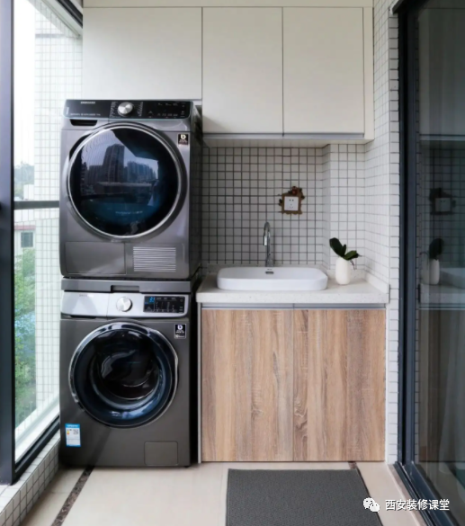 阳台放洗烘机还有洗手池,怎么做定制?