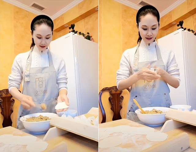 于文华|57岁于文华豪宅中大口吃面！用手抓大葱太豪放，碗下垫桌布好讲究