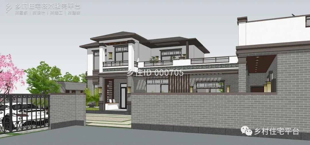 乡住平台免费图纸土建52万面宽32m进深18m广西玉林二层新中式别墅
