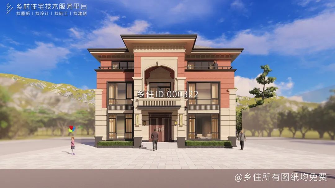 乡住平台河北廊坊三层新中式别墅土建造价参考85万面宽13m进深14m