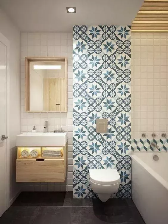 瓷砖铺出新花样,现在卫生间都流行这么装!