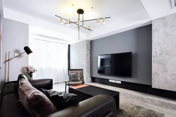 74平现代两居室,经典黑白灰,配上红色点缀,气质非凡