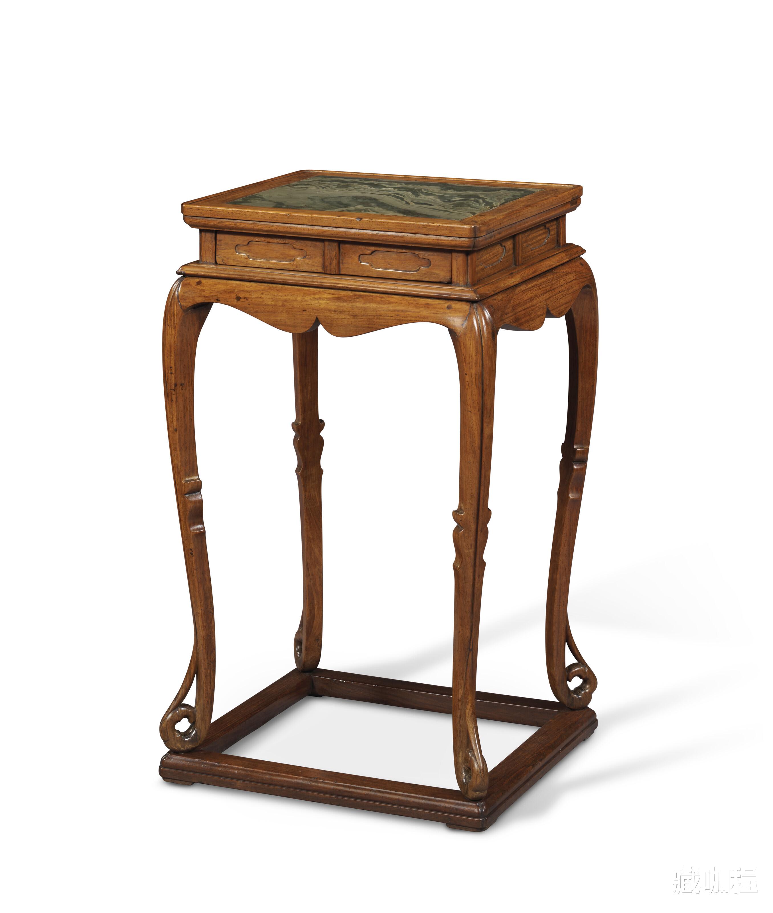 翡翠|嵌石面还带抽屉,黄花梨四足方几估价五百万