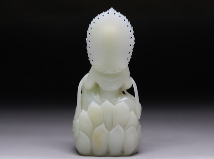 和田玉籽料|回流 舊藏和田玉籽料“净瓶观音”座像