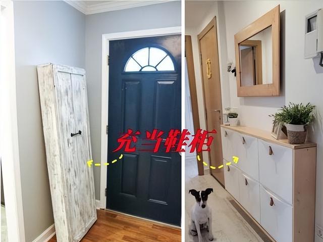 墙角空着可惜,灵机一动放个薄柜在这,10公分宽,功能性翻倍