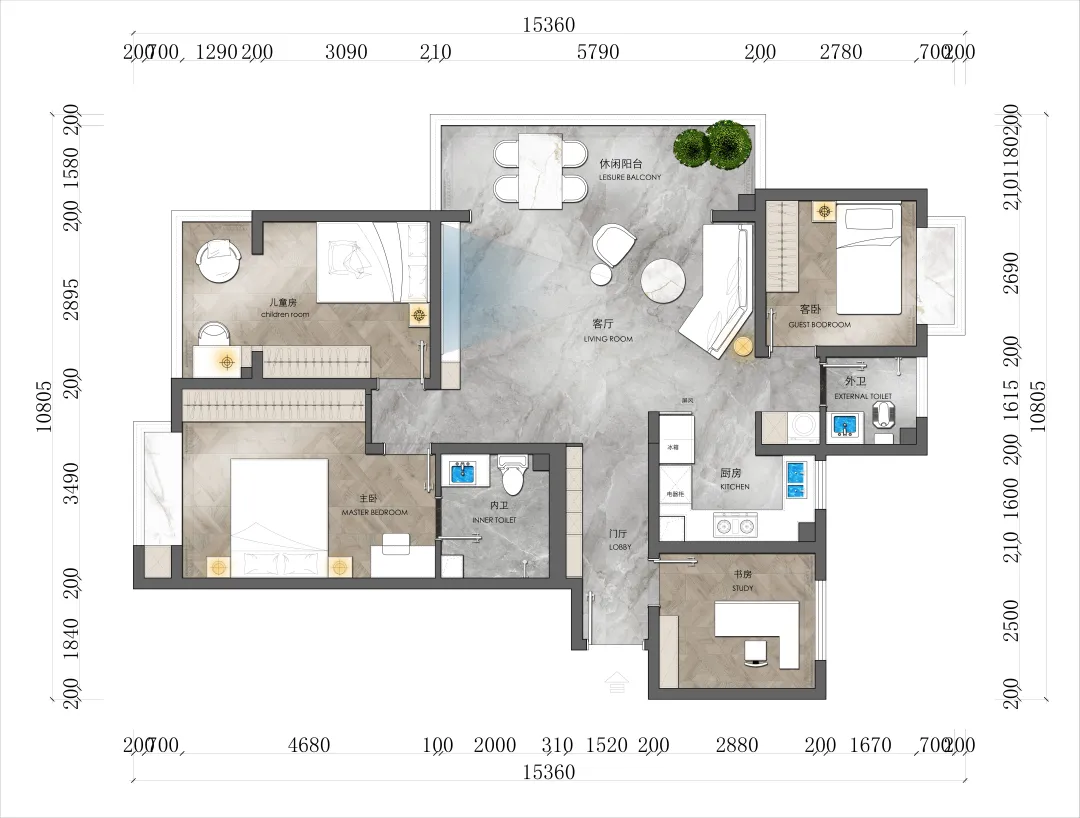 【鲁班装饰】光明景晨95㎡现代风格,沉稳不失韵味