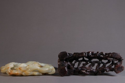 |清 和田玉月下仙人摆件