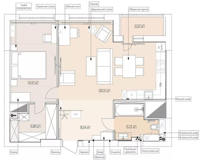 65㎡的小户型改造，改造后的效果简直太好看了，邻居都拍手称赞