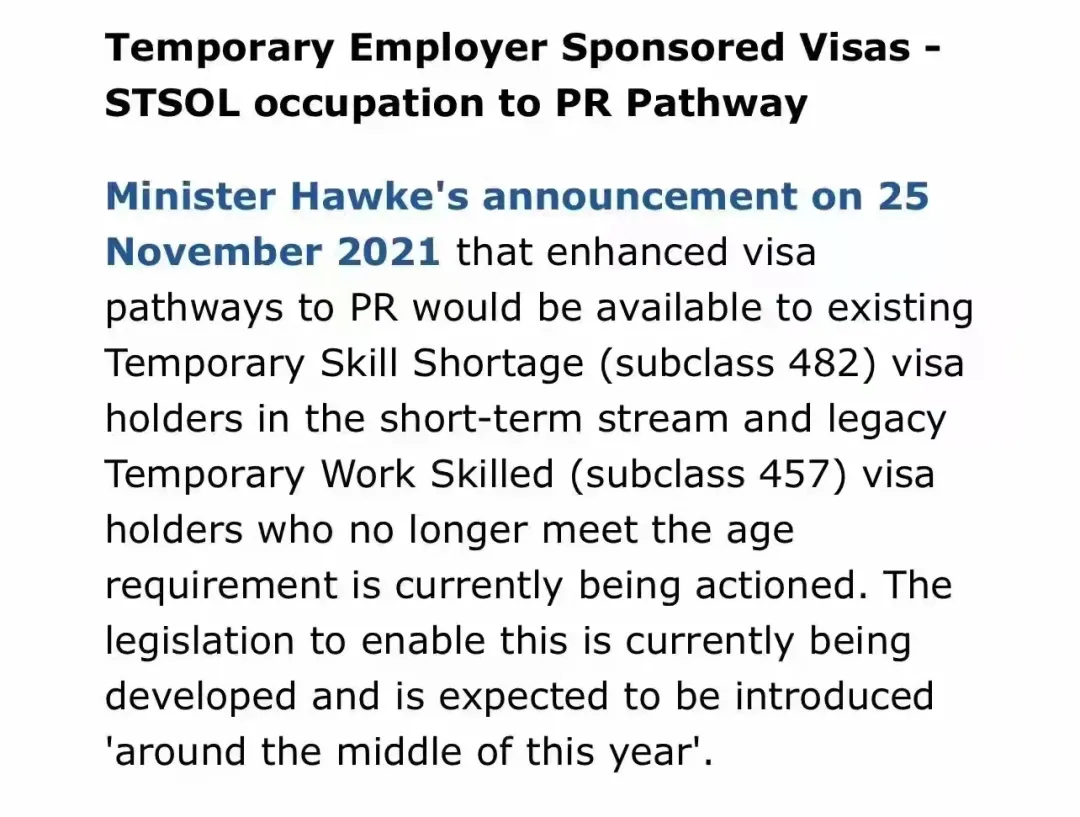 招聘|澳洲移民局发布重磅消息！482短期职业将被考虑给予转永居通道！